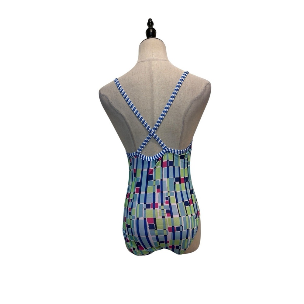 Dolfins Uglies One Piece Women's Swimsuit Sz 10 Geometric Print Cross Back - Picture 5 of 8